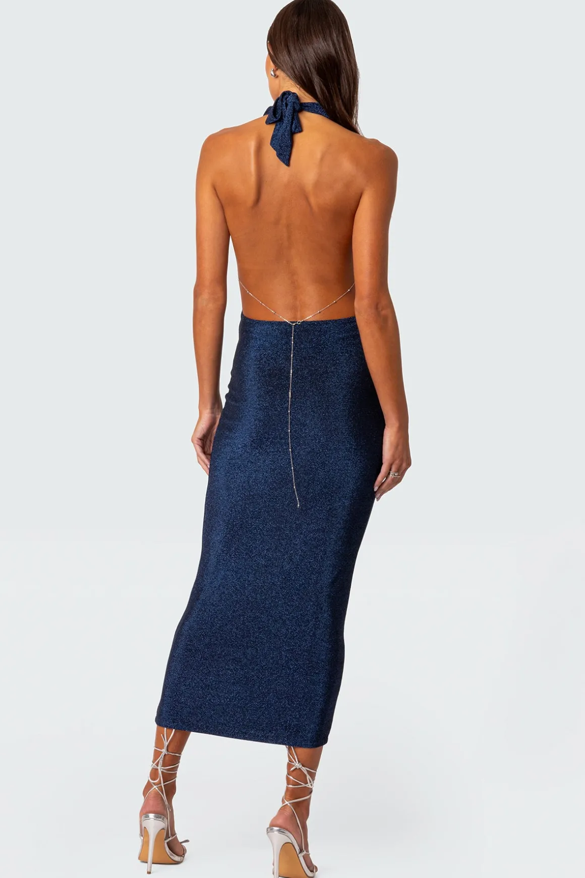 Cowl Neck Open Back Maxi Dress
