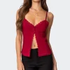 Crimson Lacey Split Front Top