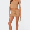 Crochet Trim Knit Mini Skirt