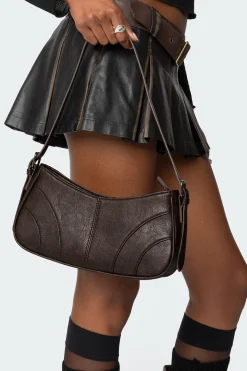 Curved Stitch Faux Leather Bag