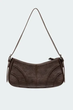 Curved Stitch Faux Leather Bag