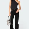 Cut Out Belt Low Rise Flared Jeans
