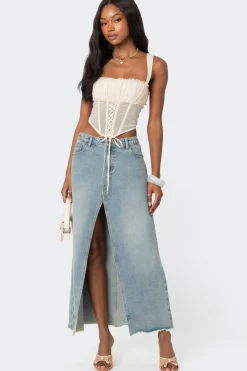 Dafne Gathered Sheer Mesh Corset