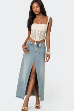 Dafne Gathered Sheer Mesh Corset