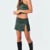 Daina Satin Slit Mini Skirt
