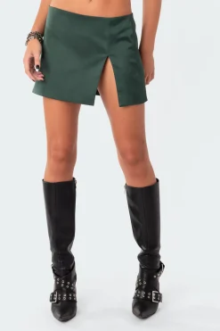 Daina Satin Slit Mini Skirt