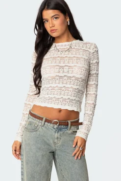 Daisey Textured Sheer Lace Top