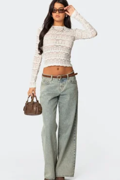 Daisey Textured Sheer Lace Top