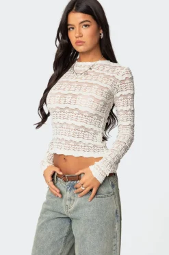Daisey Textured Sheer Lace Top