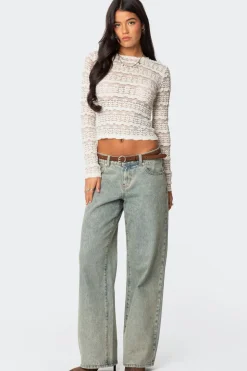 Daisey Textured Sheer Lace Top