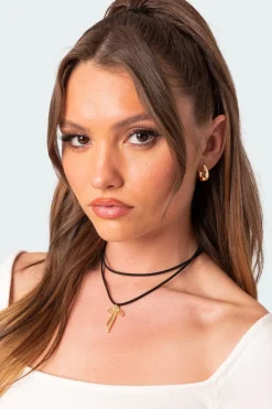 Dangly Bow Cord Necklace