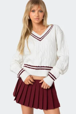 Dean V Neck Cable Knit Sweater