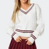 Dean V Neck Cable Knit Sweater