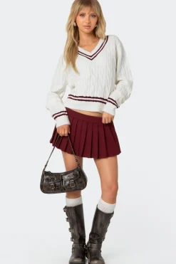 Dean V Neck Cable Knit Sweater