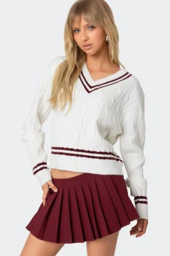Dean V Neck Cable Knit Sweater