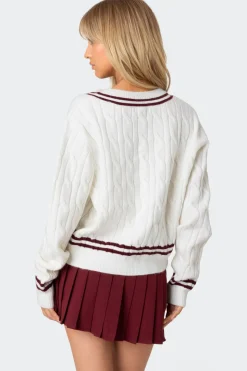 Dean V Neck Cable Knit Sweater