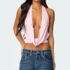Deep Cowl Neck Open Back Top