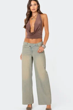 Deep Cowl Neck Open Back Top
