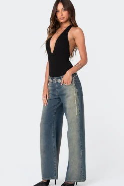 Deep V Backless Bodysuit