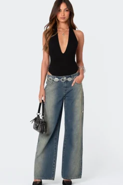 Deep V Backless Bodysuit