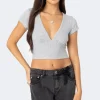 Deep V Neck Crop Top
