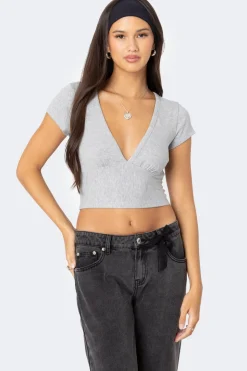 Deep V Neck Crop Top