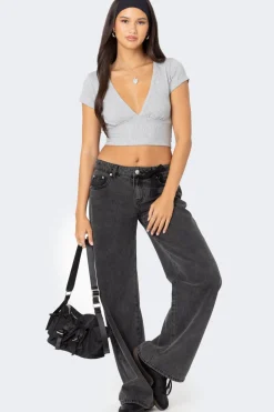 Deep V Neck Crop Top
