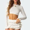 Delana Embroidered Knit Crop Top