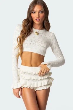 Delana Embroidered Knit Crop Top