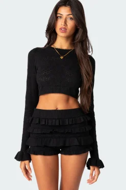 Delana Embroidered Knit Crop Top