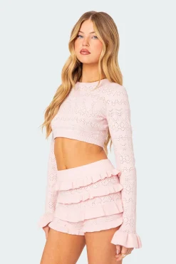 Delana Embroidered Knit Crop Top