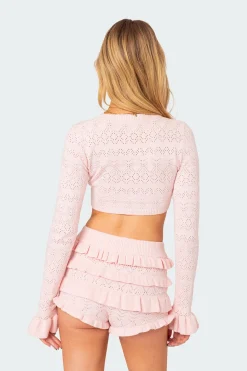 Delana Embroidered Knit Crop Top