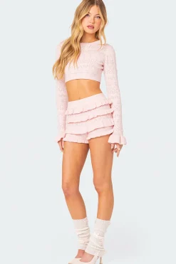 Delana Embroidered Knit Crop Top