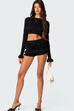 Delana Embroidered Knit Crop Top