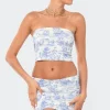 Delft Print Strapless Top