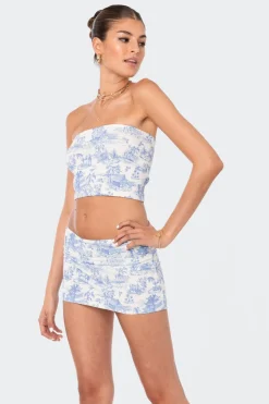 Delft Print Strapless Top