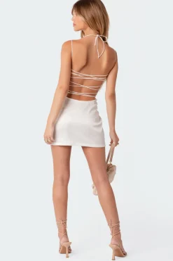 Delilah Satin Strappy Open Back Mini Dress