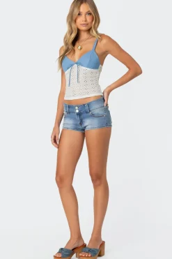 Denim & Eyelet Tank Top