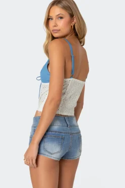 Denim & Eyelet Tank Top