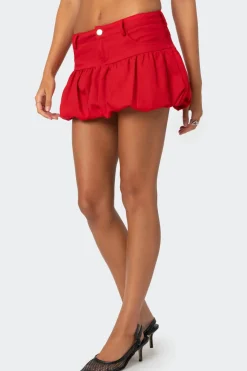 Denim Bubble Mini Skirt