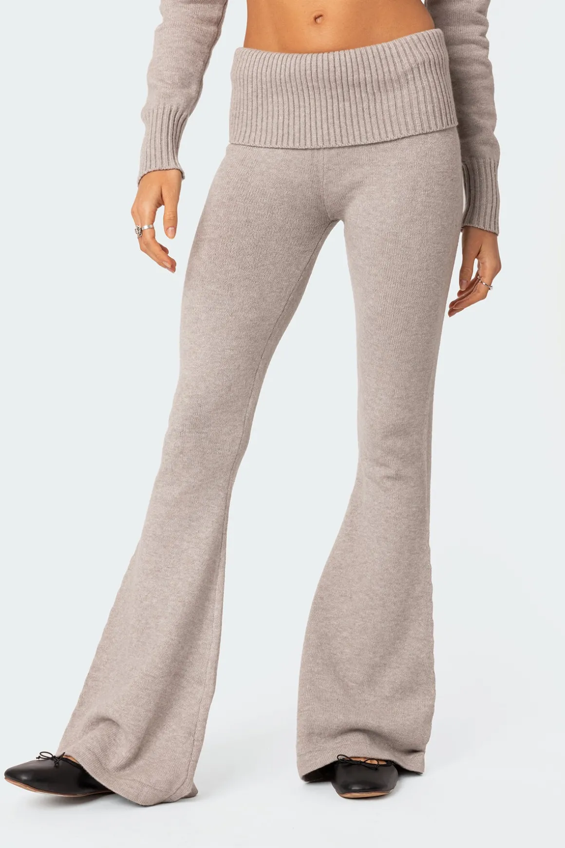 Desiree Knitted Low Rise Fold Over Pants