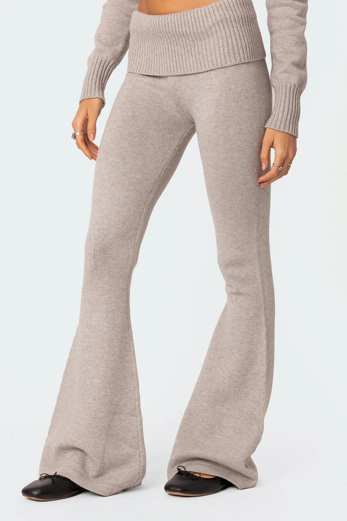 Desiree Knitted Low Rise Fold Over Pants