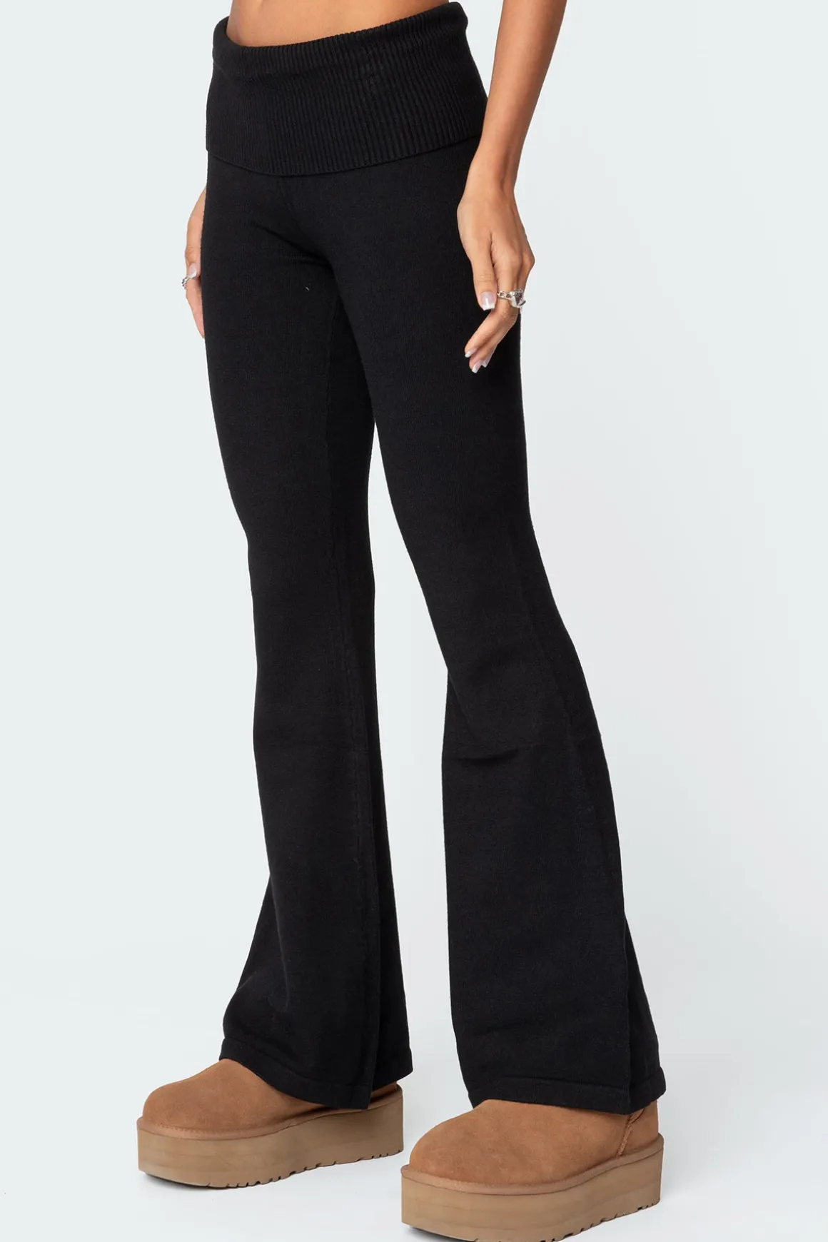 Desiree Knitted Low Rise Fold Over Pants