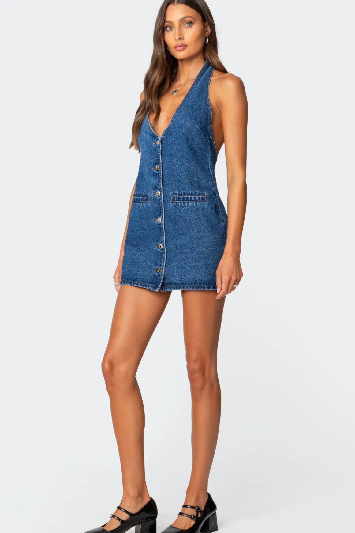 Destinee Denim Halter Mini Dress