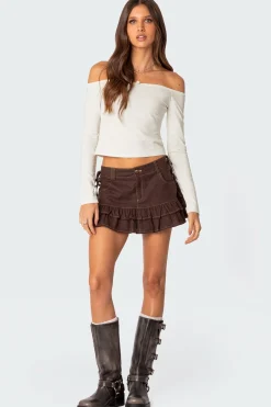Dev Ruffle Linen Look Mini Skirt