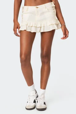 Dev Ruffle Linen Look Mini Skirt
