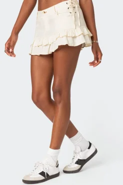 Dev Ruffle Linen Look Mini Skirt