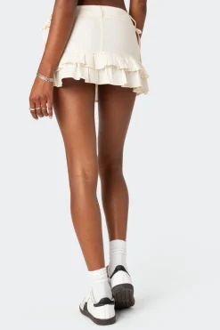 Dev Ruffle Linen Look Mini Skirt