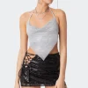 Diamond Rhinestone Cowl Necktop