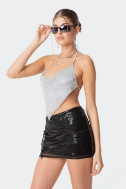 Diamond Rhinestone Cowl Necktop
